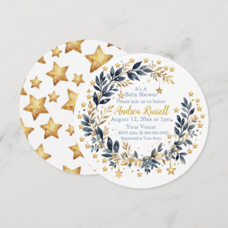 Boho Stars Greenery Baby Shower Invitation Spara Datumet