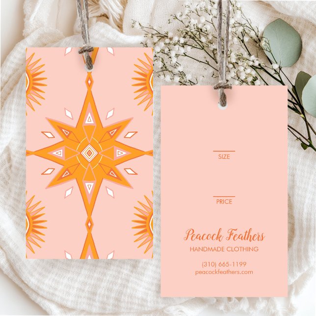 Boho Stars Kläder Smycken Pris Storlek Hängande Mä Visitkort (Boho Stars Clothing Jewelry Price Size CUSTOM Pink Orange Hang Tag
)