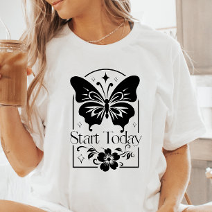 Boho Starta Idag Fjäril Motiverande T Shirt