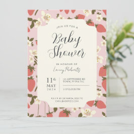 Boho Stawberry Blommigt Baby Shower-inbjudan Inbjudningar