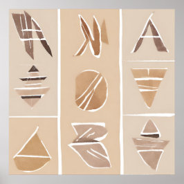 Boho Sten alphabet Botanical art stil Modern Poster