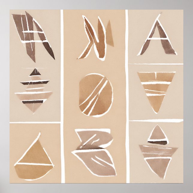 Boho Sten alphabet Botanical art stil Modern Poster (Framsidan)