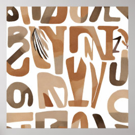 Boho Sten alphabet Botanical art stil Modern Poster