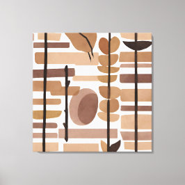 Boho Sten Polygon Löv, botaniska konsten stil Mode Canvastryck