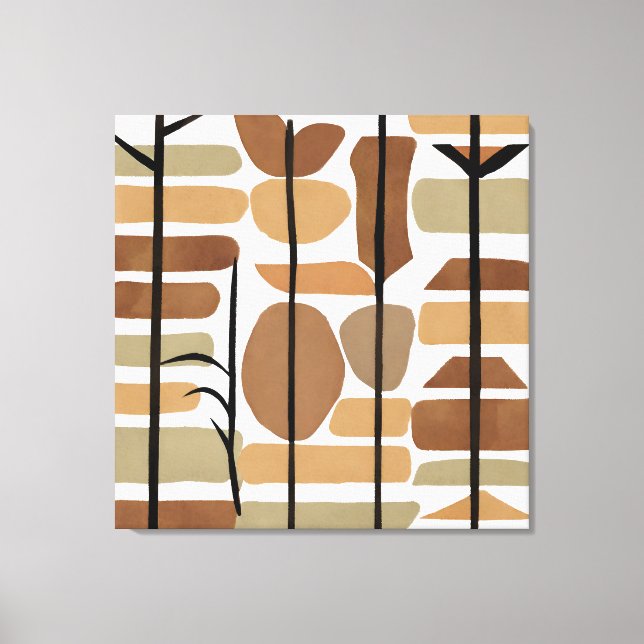 Boho Sten Polygon Löv, botaniska konsten stil Mode Canvastryck (Framsida)