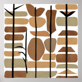 Boho Sten Polygon Löv, botaniska konsten stil Mode Poster