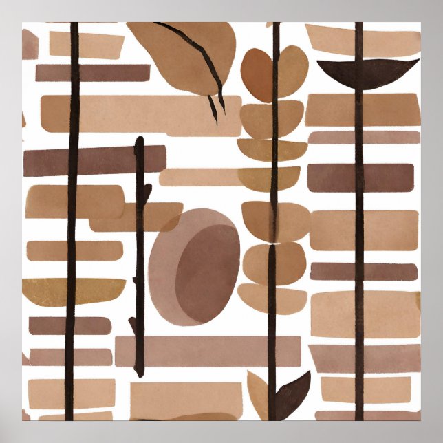 Boho Sten Polygon Löv, botaniska konsten stil Mode Poster (Framsidan)