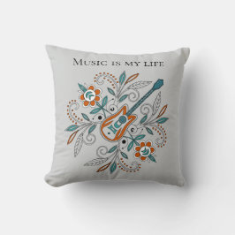 Boho Sten'n'Roll guitar med blommor Kudde