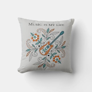 Boho Sten'n'Roll guitar med blommor Kudde
