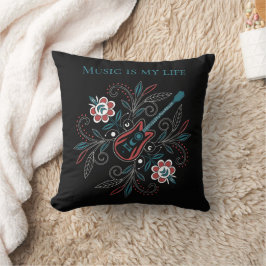 Boho Sten'n'Roll guitar med blommor Kudde