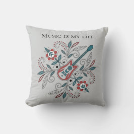 Boho Sten'n'Roll guitar med blommor Kudde