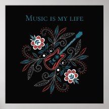 Boho Sten'n'Roll guitar med blommor