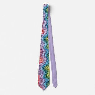 Boho stickad randig färgrik design slips