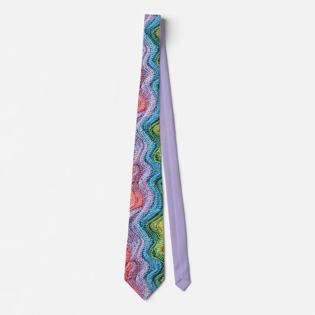 Boho stickad randig färgrik design slips (Framsida)