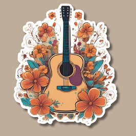 Boho Stil Acoustic Guitar Watersecure Klistermärken