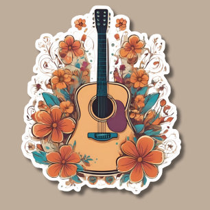 Boho Stil Acoustic Guitar Watersecure Klistermärken