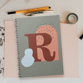 Boho Stil Anpassningsbar Monogram Anteckningsbok