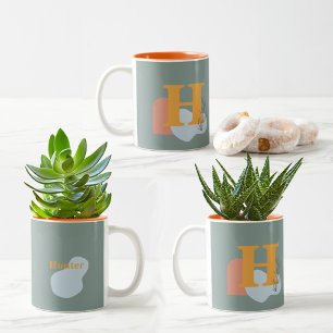 Boho Stil Anpassningsbar Monogram och Namn Färgad Två-Tonad Mugg
