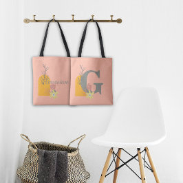 Boho Stil Anpassningsbar Monogram och Namn Färgad Tygkasse