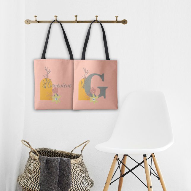 Boho Stil Anpassningsbar Monogram och Namn Färgad Tygkasse (Skapare uppladdad)
