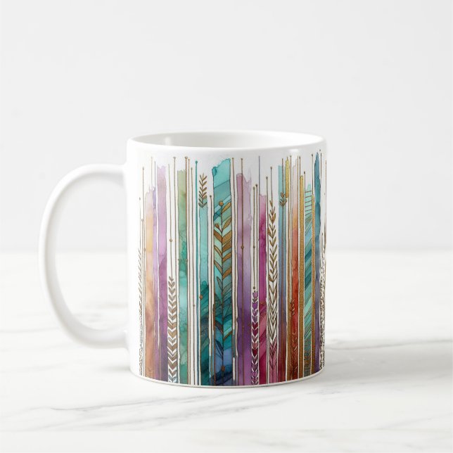 Boho stil, bläck art, , Artsy rand Kaffemugg (Vänster)