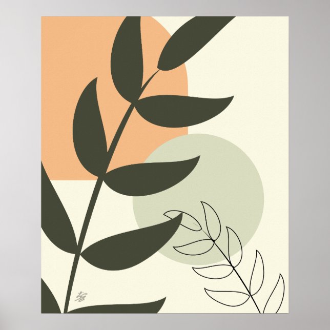 Boho stil blad abstrakt poster (Framsidan)