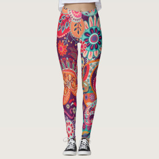 Boho Stil Blommönster Hippie Woman Leggings