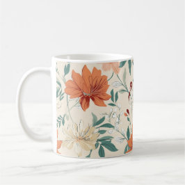 Boho stil blommor mönster light färg kaffemugg