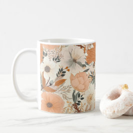 Boho stil blommor mönster light färg kaffemugg