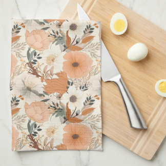 Boho stil blommor mönster light färg kökshandduk