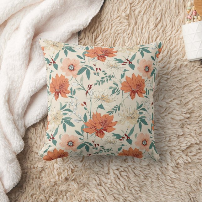 Boho stil blommor mönster light färg kudde (Filt)