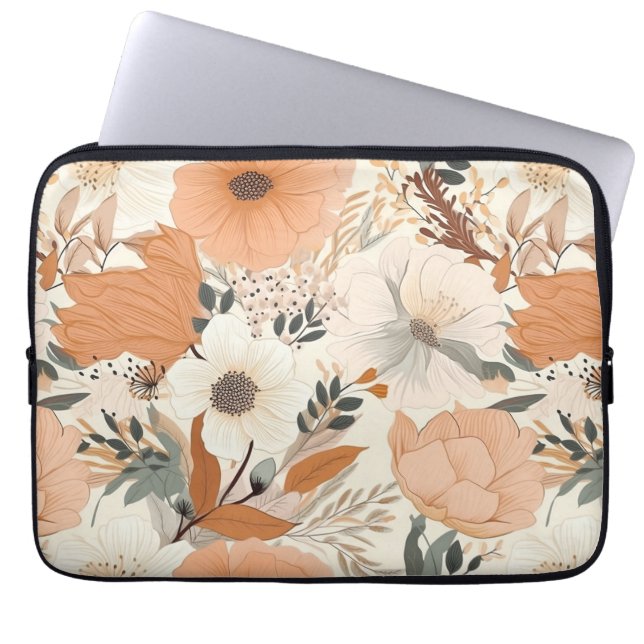 Boho stil blommor mönster light färg laptop fodral (Framsidan)