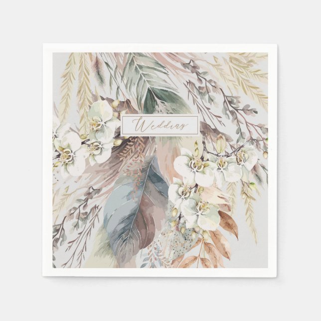 Boho Stil Bröllop Pappersservett (Framsidan)