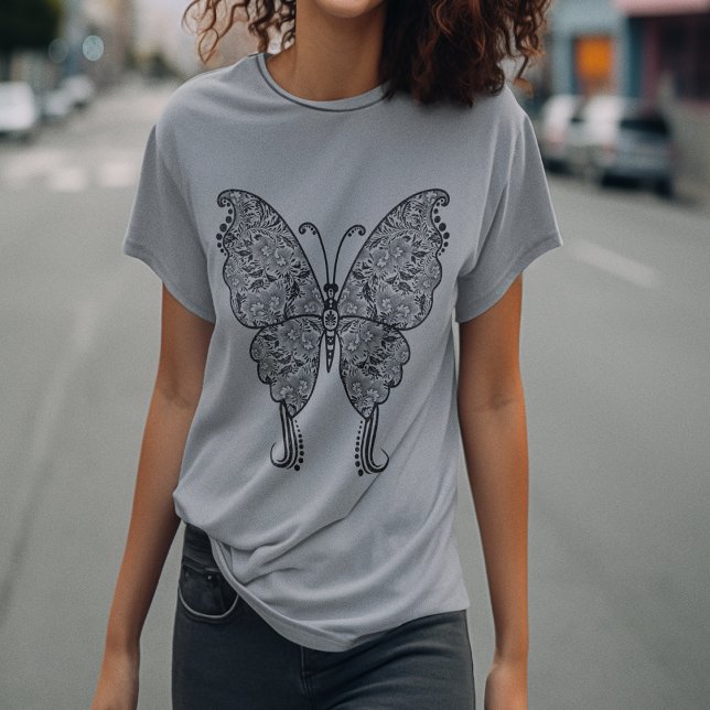 Boho-Stil Distress Butterfly T Shirt (Boho-Style Distressed Butterfly T-Shirt)