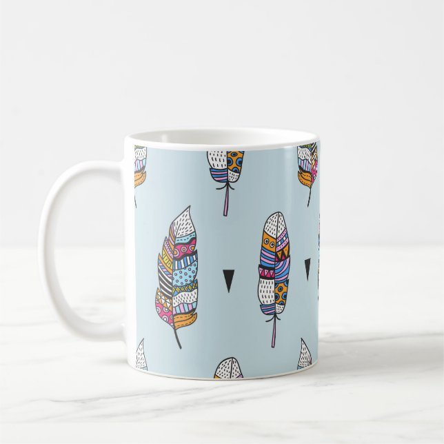 Boho Stil Feather Hand plockade Kaffemugg (Vänster)