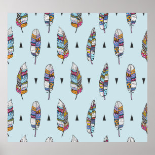 Boho Stil Feather Hand plockade Poster