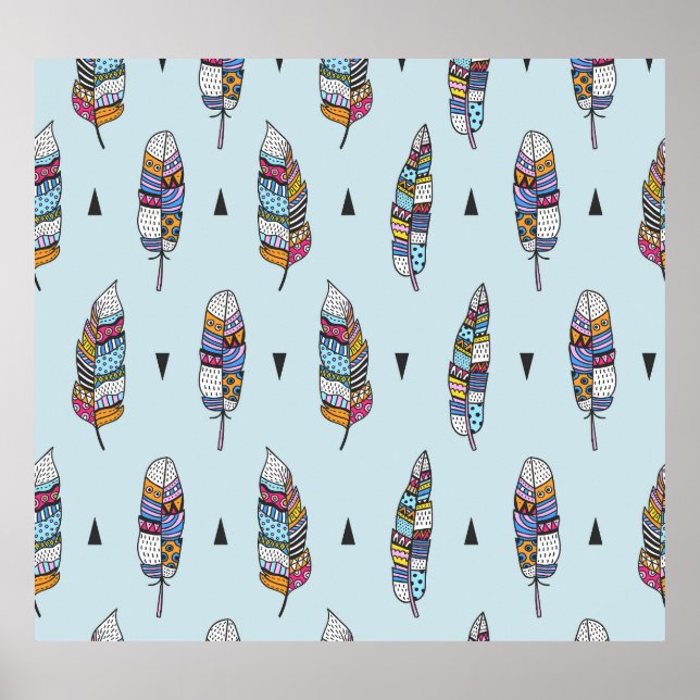 Boho Stil Feather Hand plockade Poster (Framsidan)