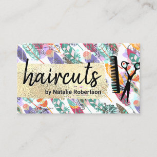 Boho Stil   Guld Brushed   Salon Verktyg Visitkort