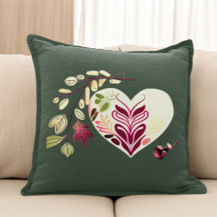 BOHO-STIL HEART MED ORNAMENT FLOWERS DESIGN KUDDE