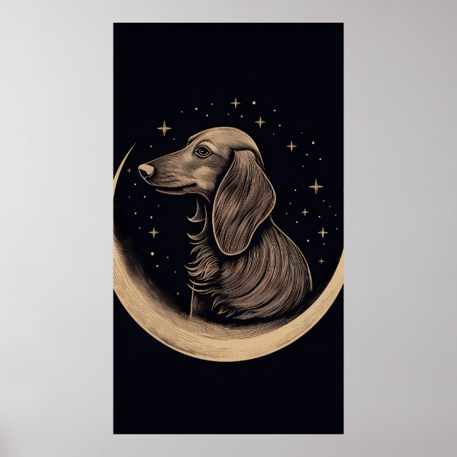 Boho-Stil-minialistiskt konst av en Dachshund Poster (Framsidan)