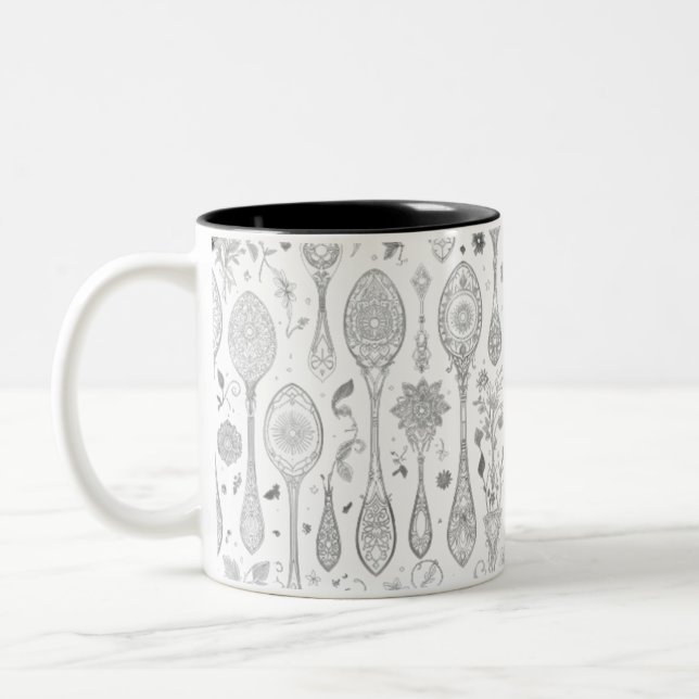 Boho-Stil Mugg - Svartvit prickssked (Vänster)