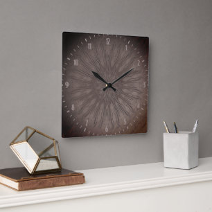 Boho-stil organisk solstrålning mandala jordnära b fyrkantig klocka