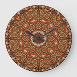 Boho Stil Paisley Kaleidoscope Acorn Brown Stor Klocka