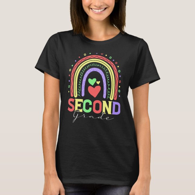 Boho Stil Rainbow andra Klass Pastel tillbaka till T Shirt (Framsida)