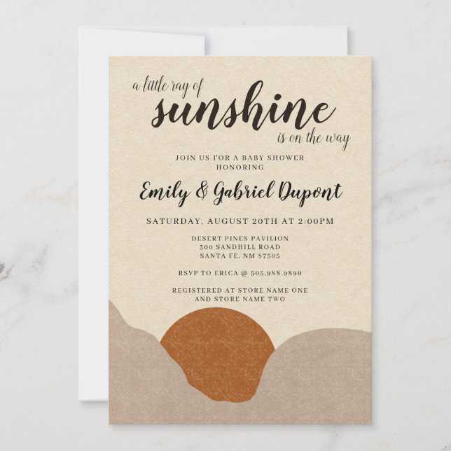 Boho Stil Ray of Sunshine Baby Shower-inbjudan Inbjudningar (Framsida)