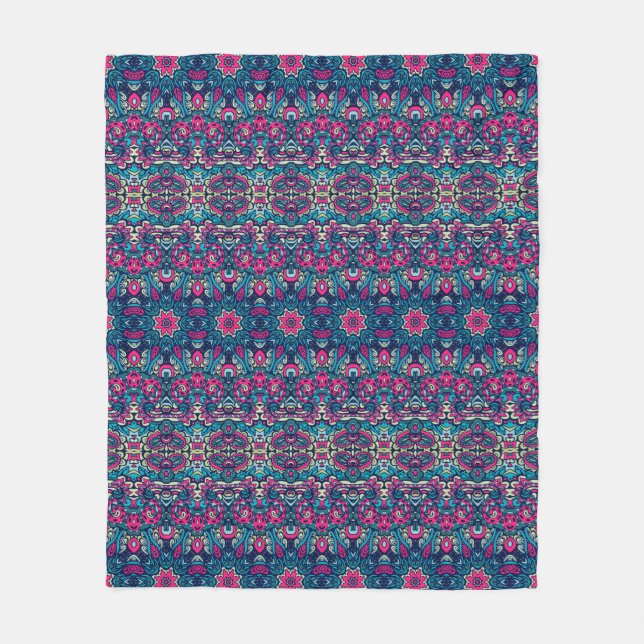 Boho Stil Rosa Fleece Blanket (Framsidan)