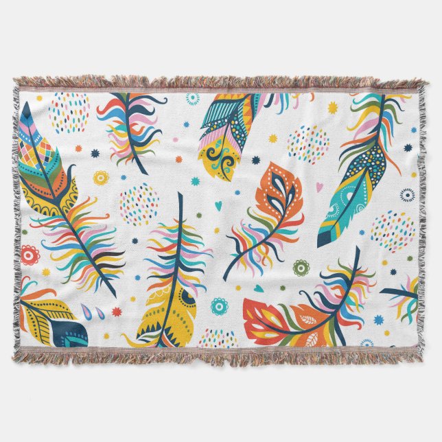 Boho stil, sömlös ludd mönster. filt (Framsidan)