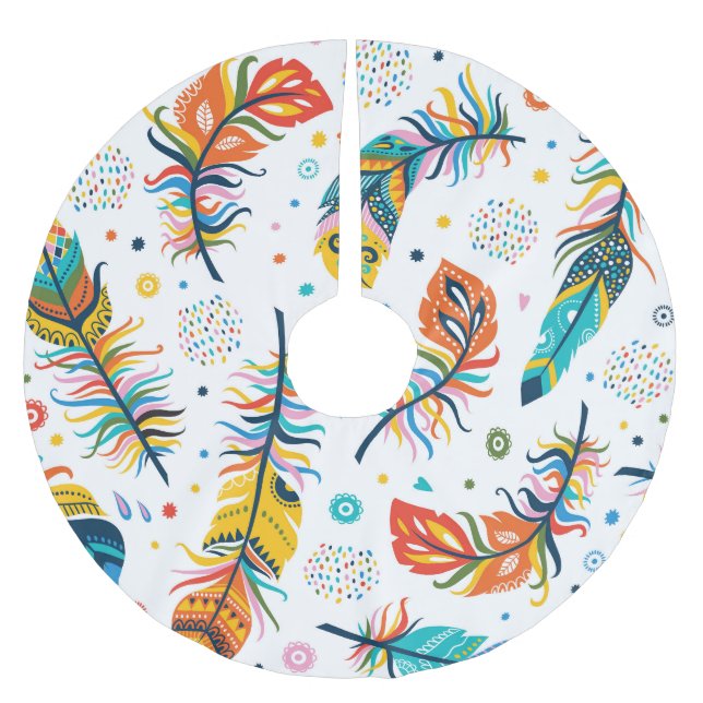 Boho stil, sömlös ludd mönster. julgransmatta borstad polyester (Framsidan)