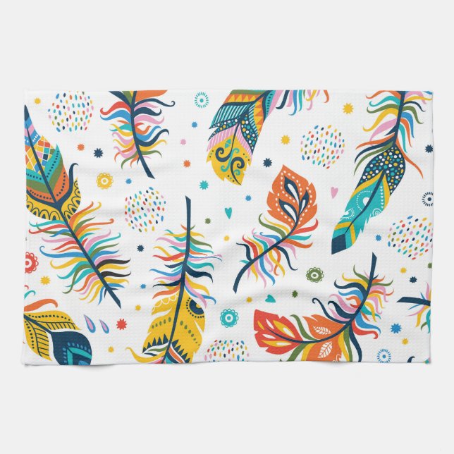 Boho stil, sömlös ludd mönster. kökshandduk (Horisontell)
