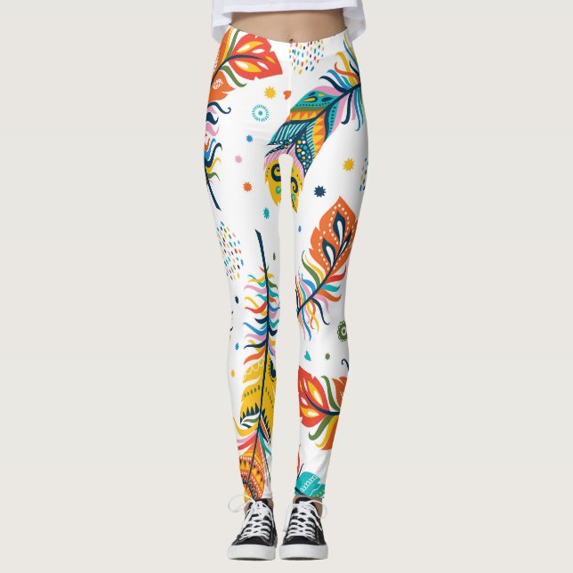 Boho stil, sömlös ludd mönster. leggings (Framsida)